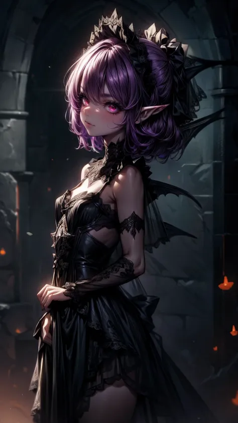 ((best quality)), ((masterpiece)), (detailed), 4k dark gothic horror style, halloween style, very small goblin girl, green skin,...