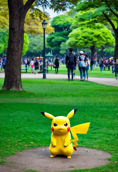 Pikachu in real form in a park 