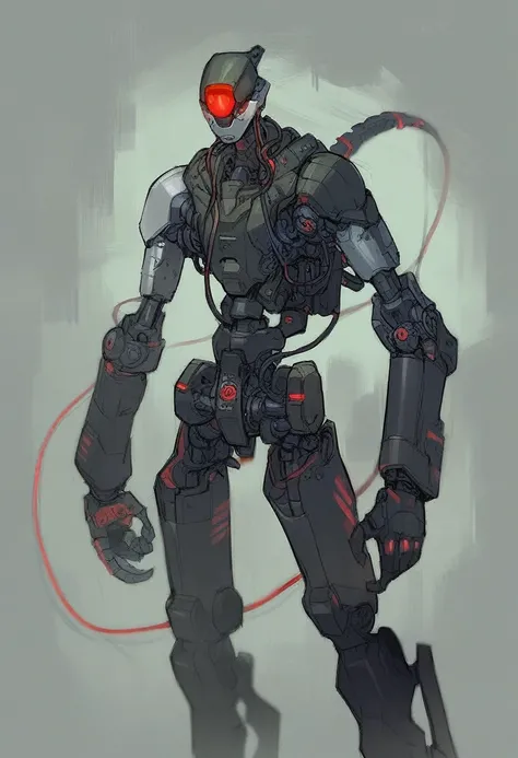 cyber,(head of a young African Boy with features including Dark brown colored skin and wild dread hair), Wild black dread hair, young  , gazes sideways,his fragile form encased in a cyborg exoskeleton. Slender body type, Hydraulic mandibles frame his mecha...