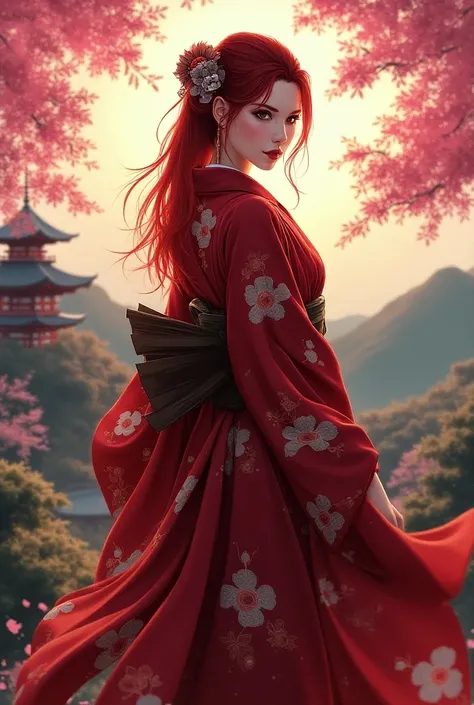 Scarlet witch in Japanese attire