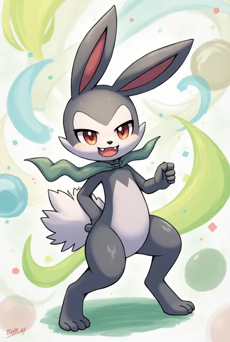 crie uma arte do pokemon lupanny(The Pokemon rabbit in humanoid form