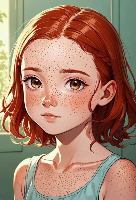 Sexy eleven-year-old girl with freckles 