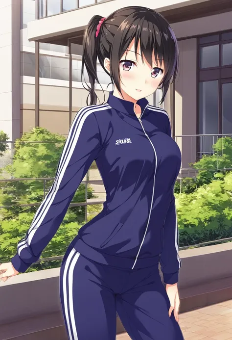  anime image quality、8k、High image quality、1080P、tracksuit、black、 standing