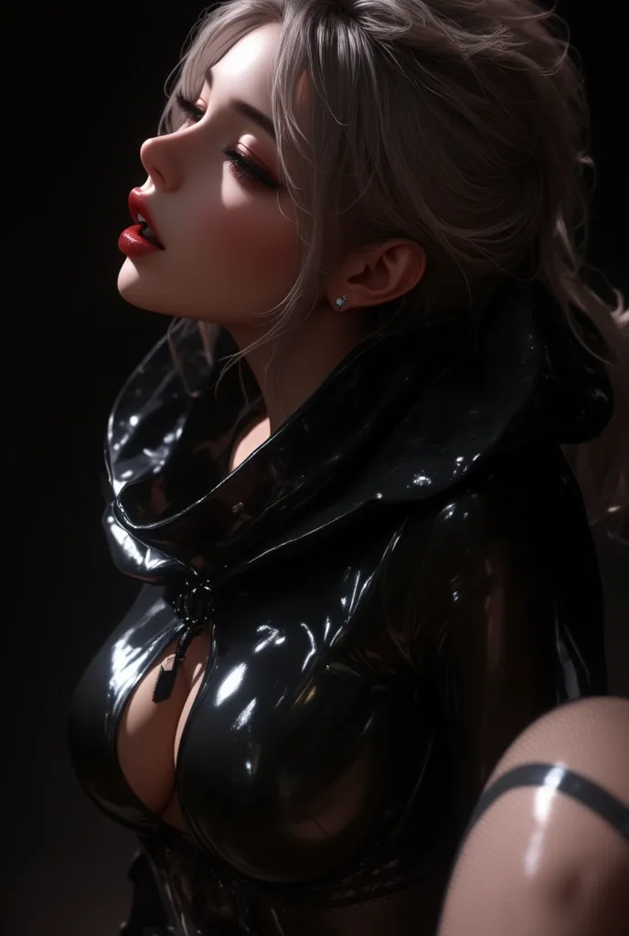 for women in sleek black latex bodysuits,  see-through stockings ,  bondage fashion :1.4,  fascinating, desire, obscene,  mature...