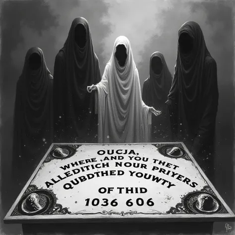   Concept drawing of the Ouija board and the unknown, Spirits and Paintings .