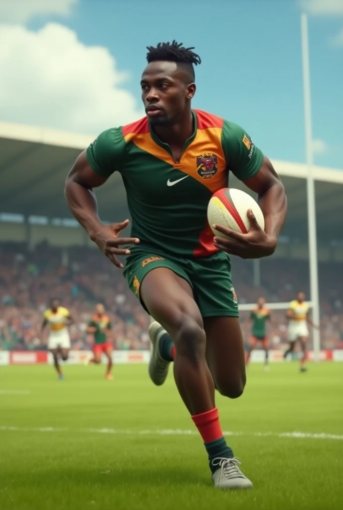 African   young rugby player