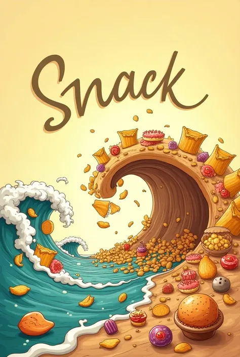 draw me a nice Snack Wave .  lettering The letters should have a slightly wavy font 