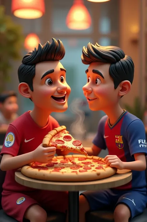 Ronaldo eating pizza with messi 