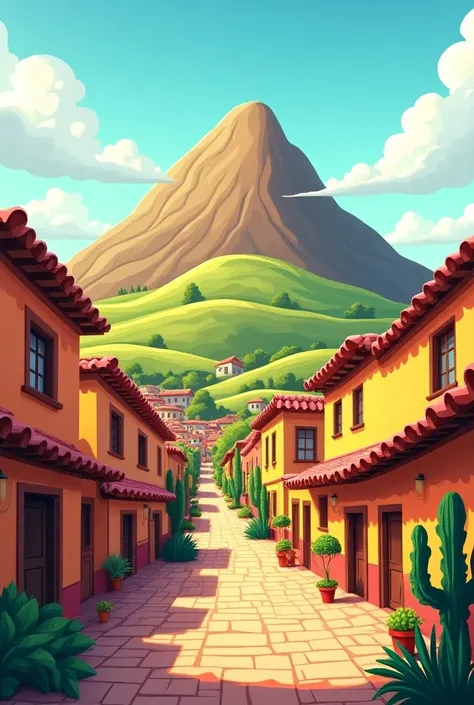 Create a cartoon image of the rich hill of Potosí-Bolivia 