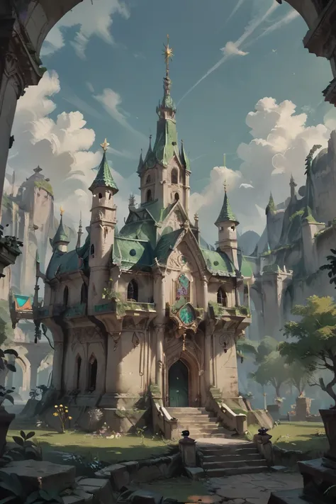 green palace courtyard, concept art