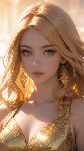 (Realistic: 1.4), (Best Quality: 1.4),  super high definition, beautiful long golden hair　