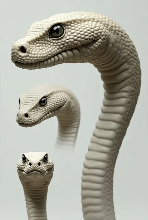 Tête de boa constrictor en 3d. Vue de face. Vue de profil. Vue de dessus