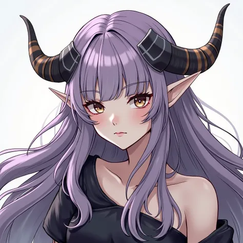 horned elf with long purple hair