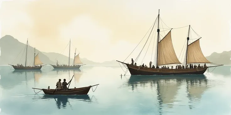  " The Athenian Navy in Time of Peace "

Prompt: Ships anchored in calm waters ,  sailors resting and fishermen enjoying the tranquil currents.
Style:  Watercolor art with light and peaceful details .