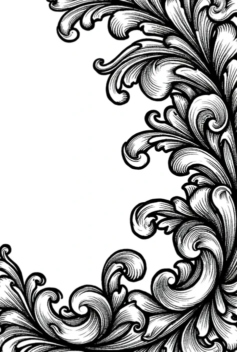 create a black and white flowing woven detailed hatched fill mckenzie scrolls