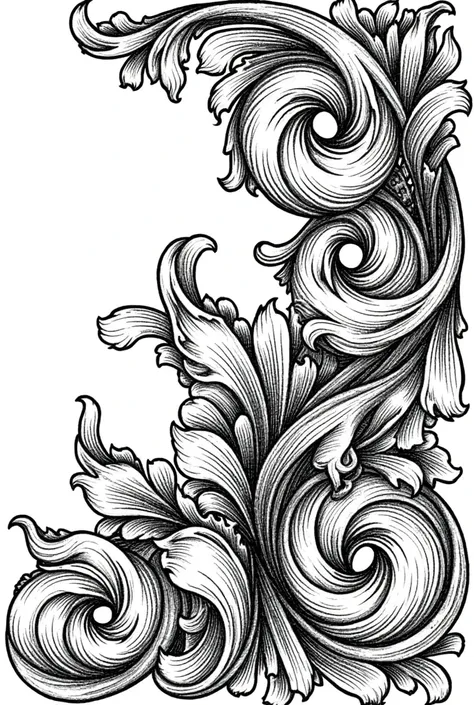 create a black and white flowing woven simple hatched fill mckenzie scrolls