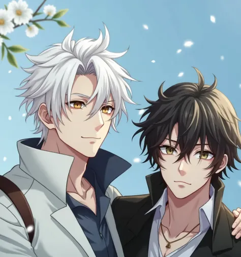 Create an image of them together in the BoysLove anime style but of them older adults