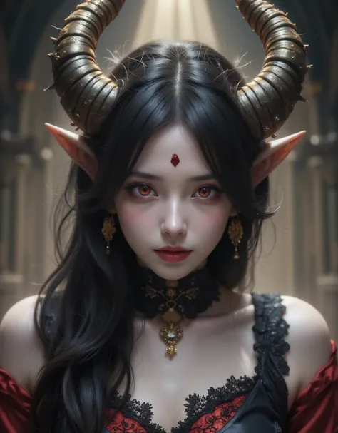 ((Highest quality)),(Ultra-high resolution),(Ultra-detailed new),(Detailed Description),((The best CG)),(masterpiece),Highly detailed art,A wonderful new art form,(Art with precise details:1.5), (Female Devil:1.4),Beautiful and well-proportioned face:1.6,(...