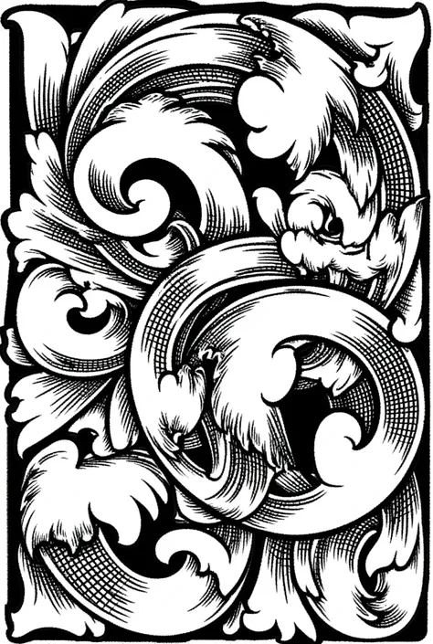 create a black and white flowing woven simple hatched fill mckenzie scrolls