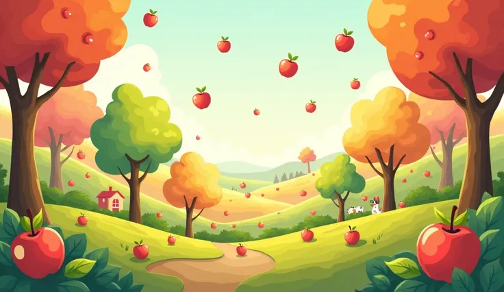 Cute trees and Apple trees background for toddlers 