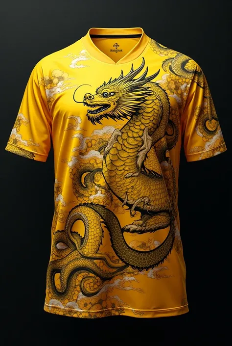 An anime version team jersey from Japan the yellow and black jersey with a drawing of a dragon