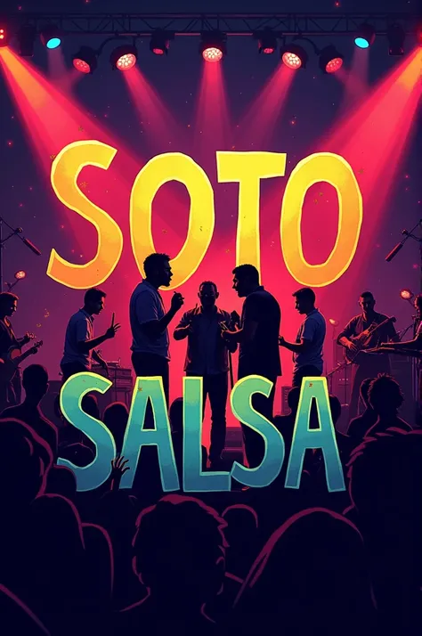 Imagotype that says soto in salsa and reflects a music group that offers live singers 
