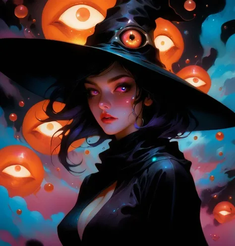 High Resolution, High Quality , Masterpiece .Hyper-realistic ink drawing with surreal colors, elements of absurdity in the style of Ross Tran featuring postal post modern design witch burnings as a reference to cannibalism eyeballs, ghost teeth obscurity, ...