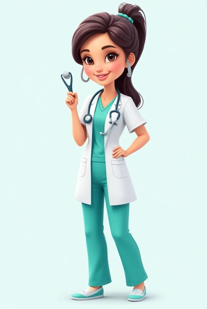 cartoon nurse with stethoscope and stethoscope in hand, nurse girl, trabajador sanitario,  Cartoon style illustration , Doctor of Medicine, doctor, nurse, with a stethoscope, cartoon illustration, medical illustration, in cartoon style, (doctor), nurse scr...