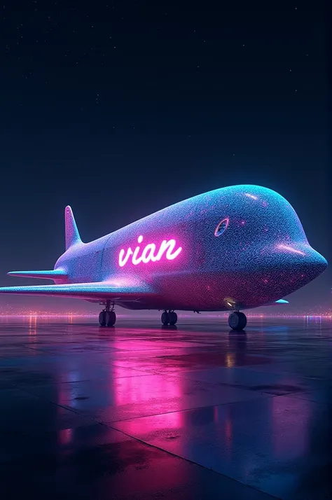 Make a neon-colored beluga plane that says Vian 