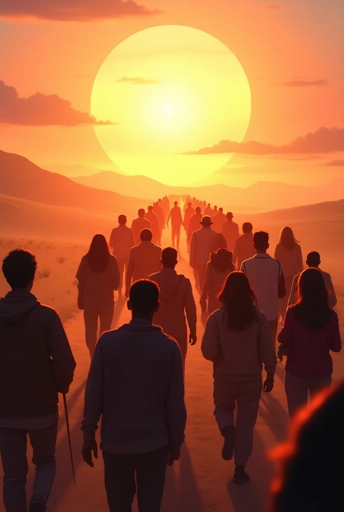 photo of people walking towards a new day