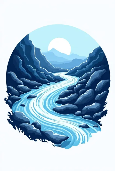 creek and stone logo, blue and white, impressive, dramatic, stylized