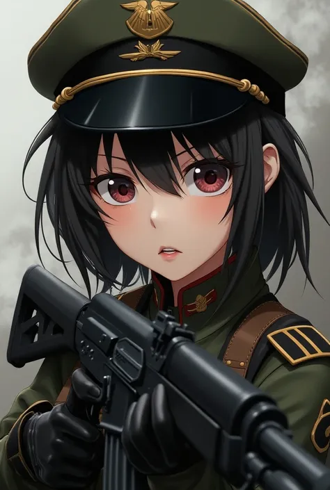 senko san in military uniform holding an ak-74 assault rifle, beautiful detailed eyes, beautiful detailed lips, extremely detailed eyes and face, long eyelashes, photo-realistic, hyperrealistic, 8k, high resolution, masterpiece, digital painting, intricate...