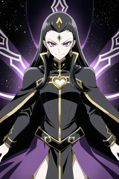 a cartoon image of a woman with a cape and a black outfit, villain pose, gainax anime style, menacing pose, giorno giovanna, nefarious smirk, craxula, villainess, dio, dark supervillain, shin megami tensei, menacing look, tensei shitara slime datta ken, kd...