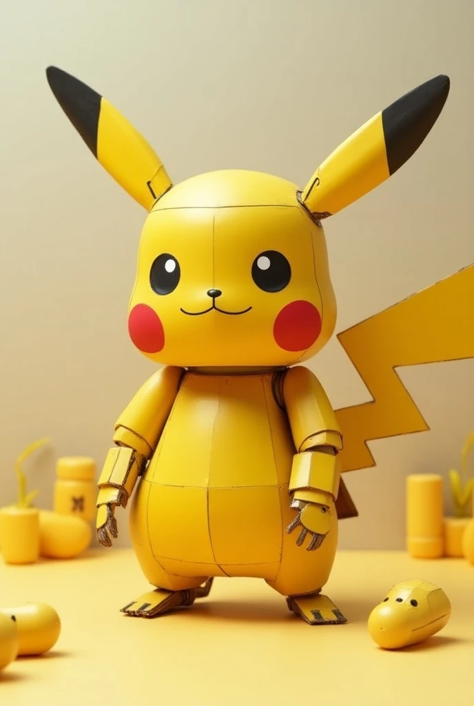 Pikachu robot made with cardboard 