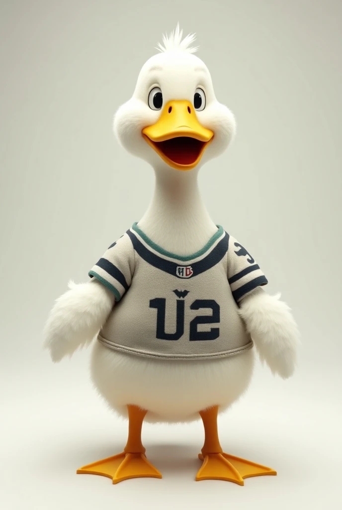 A white duck that has an NFL shirt