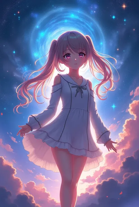 Anime like girl with a space theme vibe 
