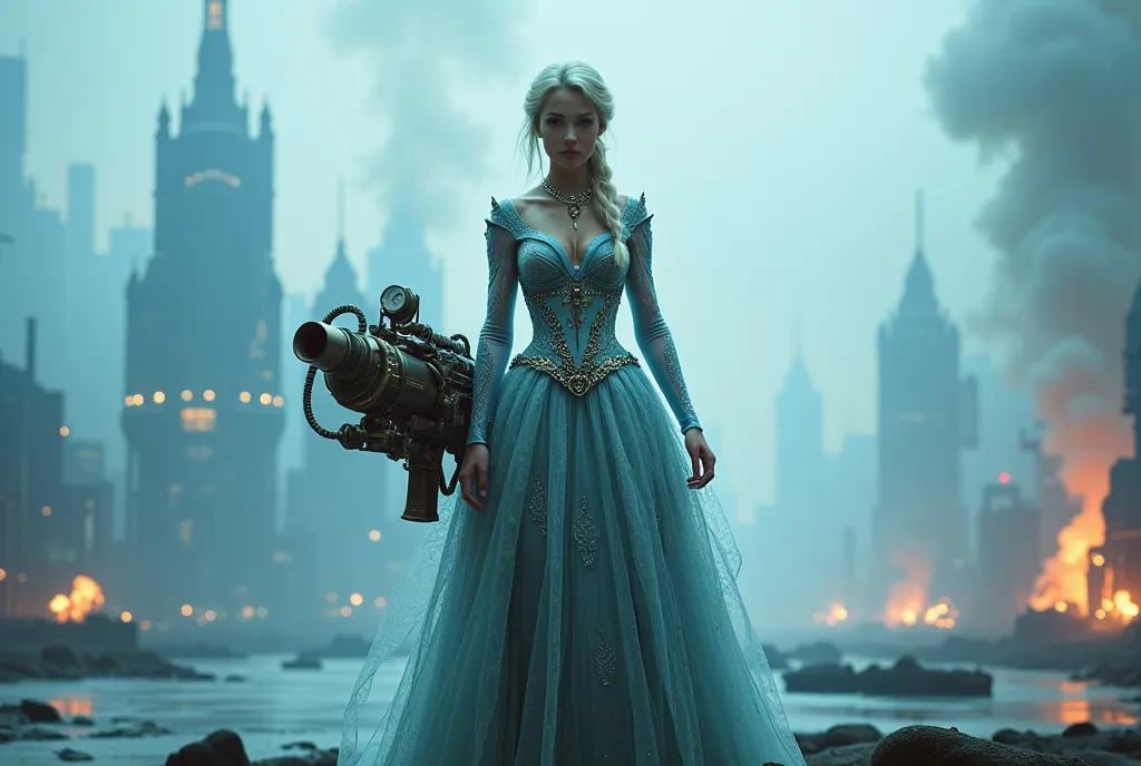 ((masterpiece)) ((photography)) ((highest quality)) create an image of elsa from frozen wearing a stunning victorian-inspired go...