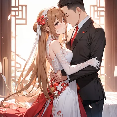 The woman who is a member of the Chinese Communist Party physically and mentally has beautiful bright brown hair, is Yuki Asuna, wears a Chinese bridal dress, pledges absolute loyalty and love, hugs and kisses a great Chinese Communist Party executive, and...