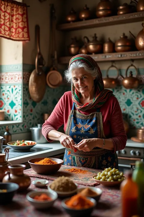 A Irani women coked Irani traditional food in Irani kitchen 