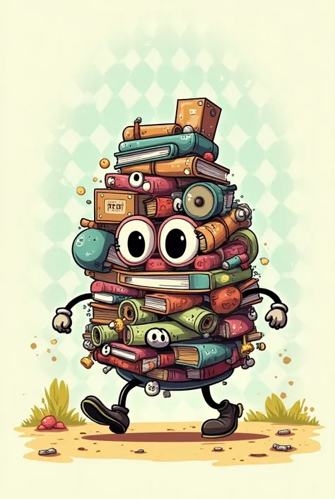 90s style 2d drawing of a walking pile 