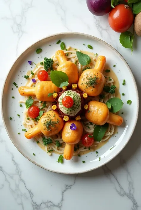 Plate of food seen from above 