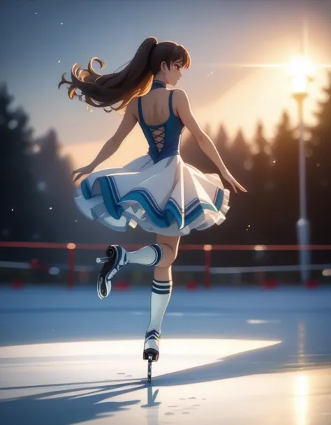 score_9, score_8_up, score_7_up, gsfghtr, figure skating dress, 1girl, sweaty, skating, ice skating field, masterpiece, best lig...