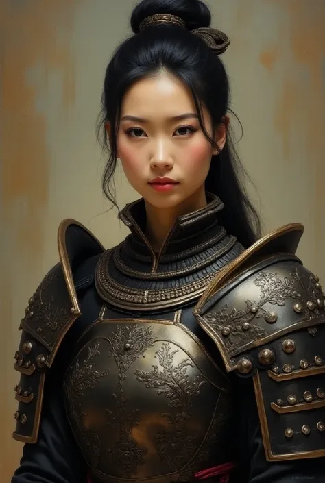 beautiful Asian woman in armor painted by john singer sargent