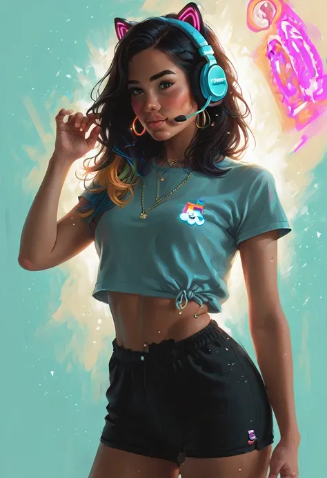  [[INITIA/MAIN]]
 gamer girl, cat headphones, rainbow, black hair and rainbow highlights, teen 
IMPORTANT: (MANTAIN INFORMATION and FULL APPEARANCE of this GIRL, INCLUDES PHYSICAL, SIZE, AND OTHER MINIMAL DETAILS, IF POSSIBLE)
MANTAIN HAIRPIN, BODY SIZE, S...