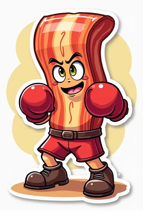  A sticker for WhatsApp, Of a bacon boxing fighter 
