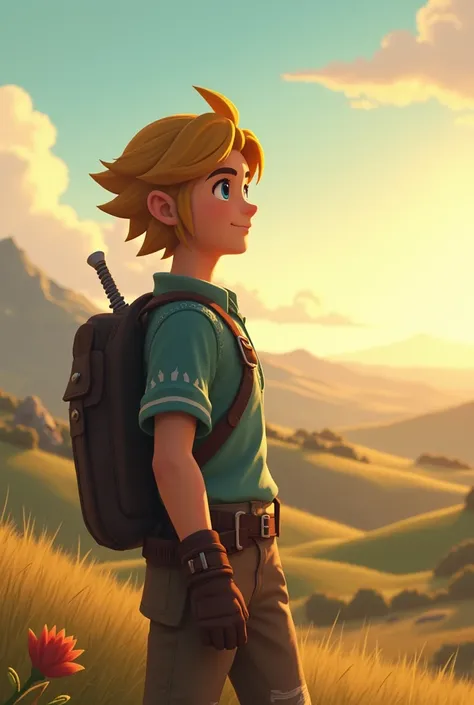  Lucas walks away with a smile on his face ,  looking at the horizon ,  imagining where his next adventure will be.
text: "Thats just the beginning ..."
Lucas in previous models  