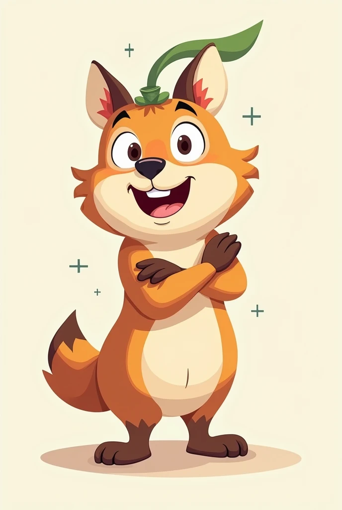  Create an image for me of an animal mascot, crossing your arms and turned sideways , smiling,  a bit clumsy but very intelligent, Create something very creative ,  to your head because the mascots theme is Portuguese and mathematics ,  add a ribbon . Clip...