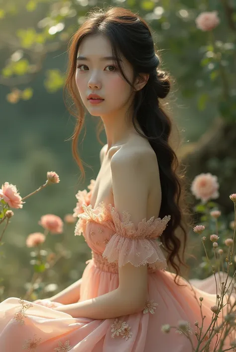 ((Best Quality, 8K, Masterpiece: 1.3)), 1girl, Slender Beauty: 1.3, (Long hair: 1.2), Floral dress, Long legs: 1.1, Super fine face, Fine eyes, Double eyelids, Outdoor