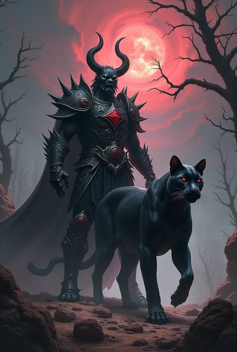 Demon warrior with a panther 