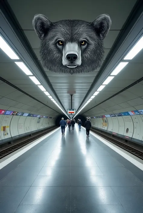 An underground subway station in Berlin .The Berlin Bear is said to be engraved in the ceiling of the subway station. The subway station should look modern.